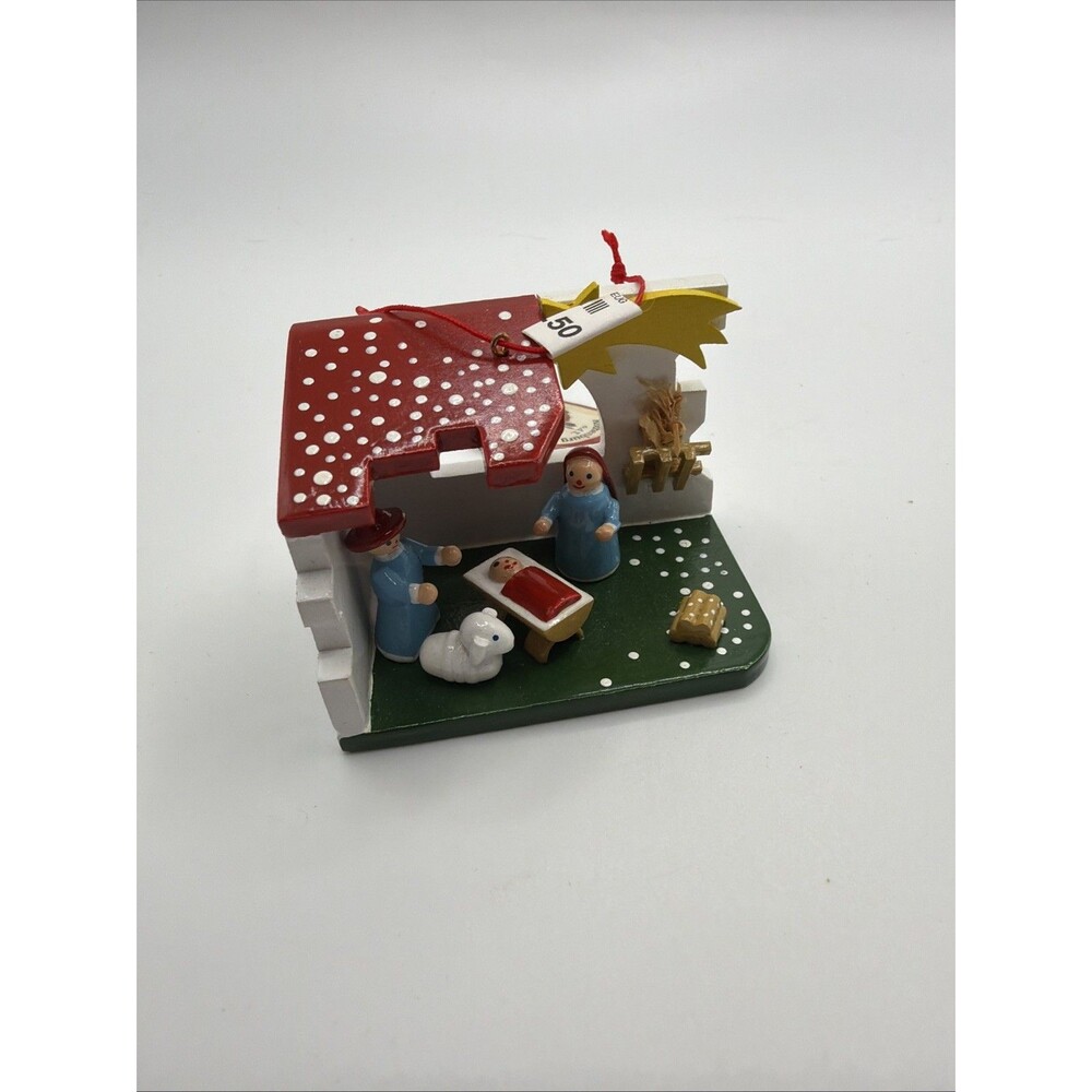 ROTHENBURG KATHE WOHLFAHRT HANDMADE WOODEN GERMAN Nativity CHRISTMAS ORNAMENT